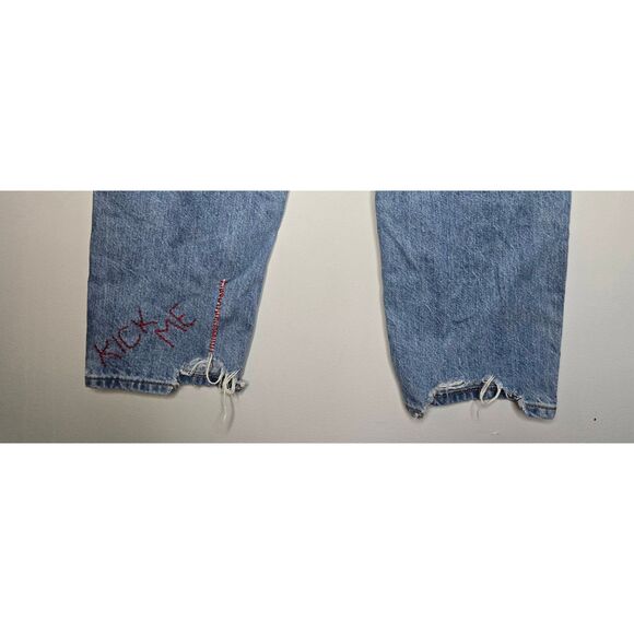 Uniqlo Customized Jeans Size 26 Patches Stitching Denim Upcycled - Picture 5 of 7